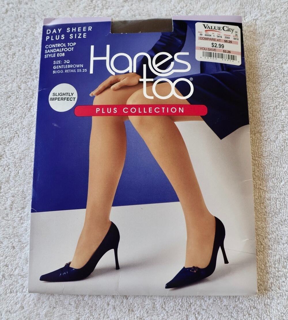 Hanes Too Plus Collection Pantyhose Plus Size 3Q Gentle Brown Control Top E08